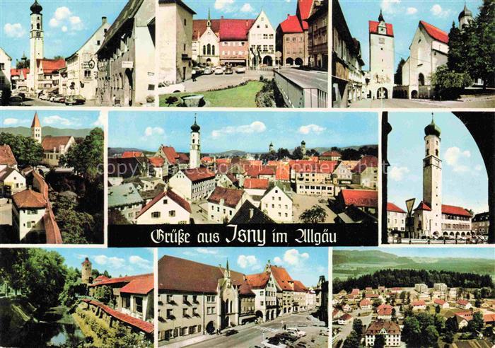 Isny Allgaeu Bayern Stadtansicht Kirche Stadtmauer Turm Altstadt Marktplatz Allg