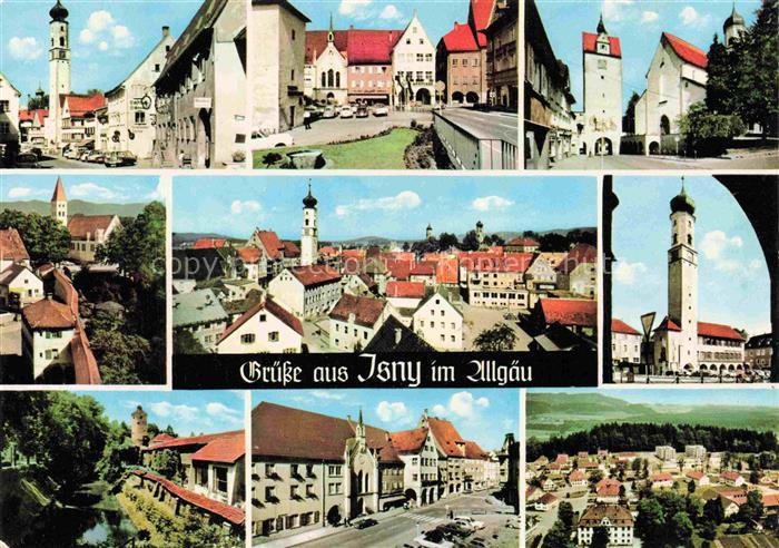 Isny Allgaeu Bayern Stadtansicht Kirche Stadtmauer Turm Altstadt Marktplatz Allg