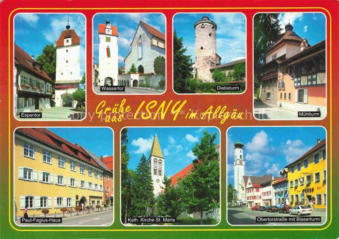 Isny Allgaeu Bayern Espantor Wassertor Diebsturm Muehlturm Paul-Fagius-Haus Blas