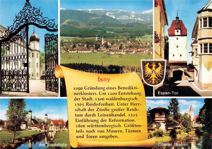 Isny Allgaeu Bayern Schloss Espan-Tor Am-Schaechele Oberer-Graben Wappen Stadtpa