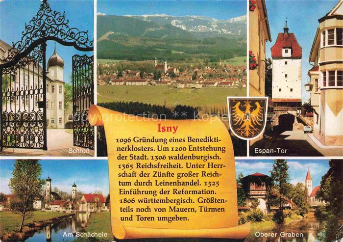 Isny Allgaeu Bayern Schloss Espan-Tor Am-Schaechele Oberer-Graben Wappen Stadtpa