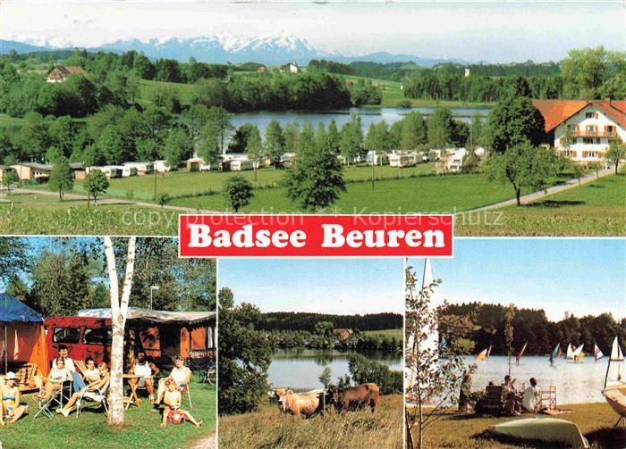 Beuren Isny Allgaeu Bayern Badsee Campingplatz Segelboote Alpen-Panorama Kuehe Z