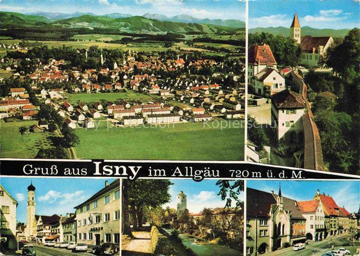 Isny Allgaeu Bayern Fliegeraufnahme Stadtmauer Turm Marktplatz Rathaus Blasertur