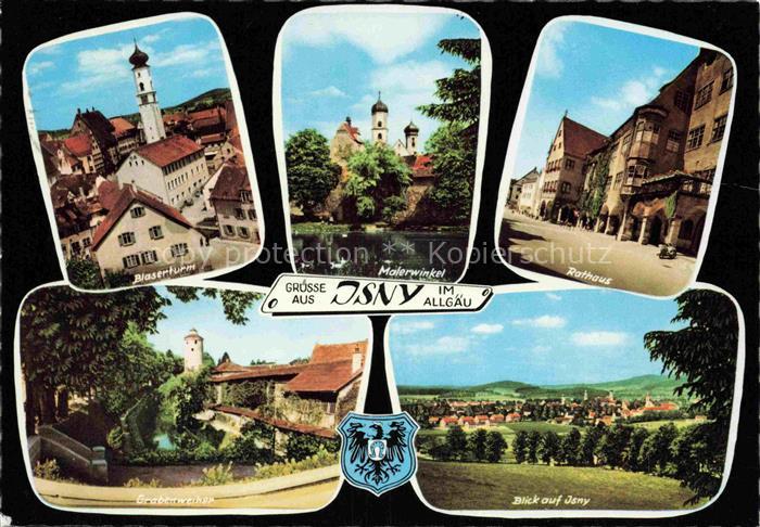 Isny Allgaeu Bayern Blaserturm Malerwinkel Rathaus Grabenweiler Stadtansicht Wap