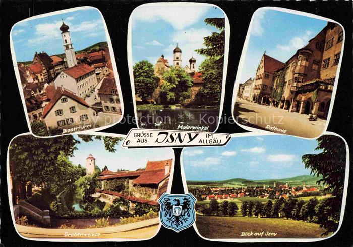 Isny Allgaeu Bayern Blaserturm Malerwinkel Rathaus Grabenweiler Stadtansicht Wap