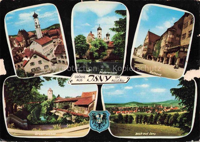 Isny Allgaeu Bayern Blaserturm Malerwinkel Rathaus Grabenweiler Stadtansicht Wap