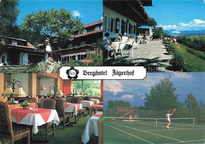 Isny Allgaeu Bayern Berghotel-Jaegerhof Terrasse Tennisplatz Restaurant Alpenbli