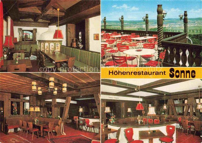 Berg Ravensburg Hoehenrestaurant-Sonne Gaststube Terrasse Panorama Kegelbahn Res