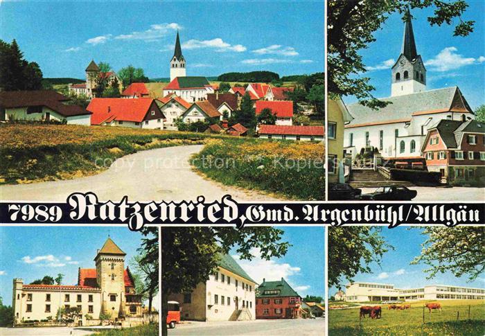 Ratzenried Argenbuehl Ravensburg BW Kirche Ortschaft Schloss Schule Kuehe Wiesen