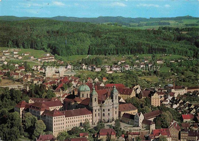 Weingarten Wuerttemberg Basilika Luftbild Stadtansicht Wald Huegel Ortschaft