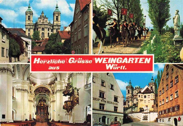 Weingarten Wuerttemberg Basilika Kircheninneres Reiterumzug Blutritt Hop-zum-Hir