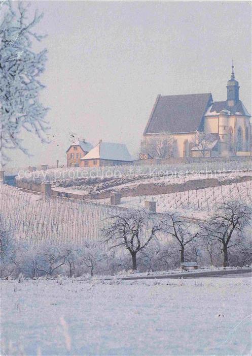 Weingarten Wuerttemberg Kapelle-Maria Weinberg Winter Schnee Kirche Huegel Baeum