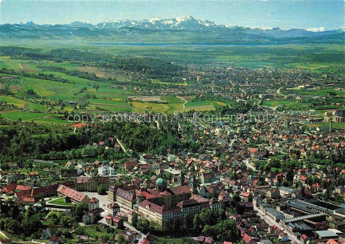 Weingarten Wuerttemberg Luftbild Basilika Benediktiner-Abtei Bodensee Alpen Stad