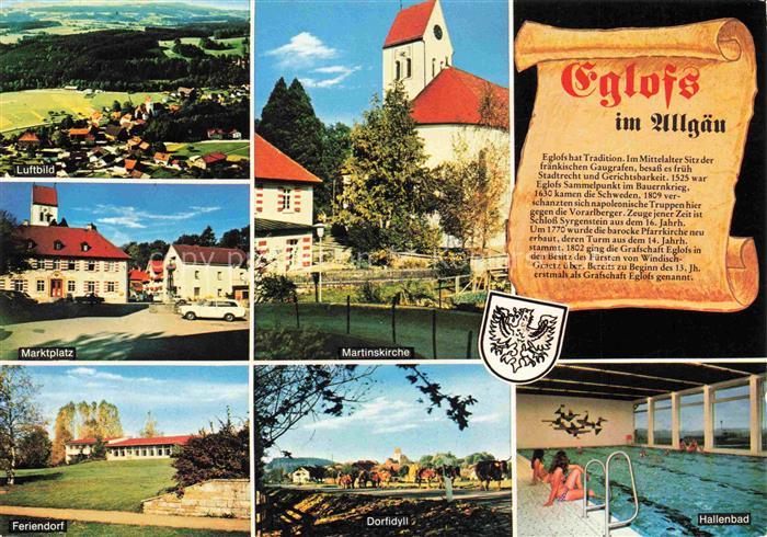 Eglofs Argenbuehl Ravensburg BW Luftbild Marktplatz Martinskirche Feriendorf Hal