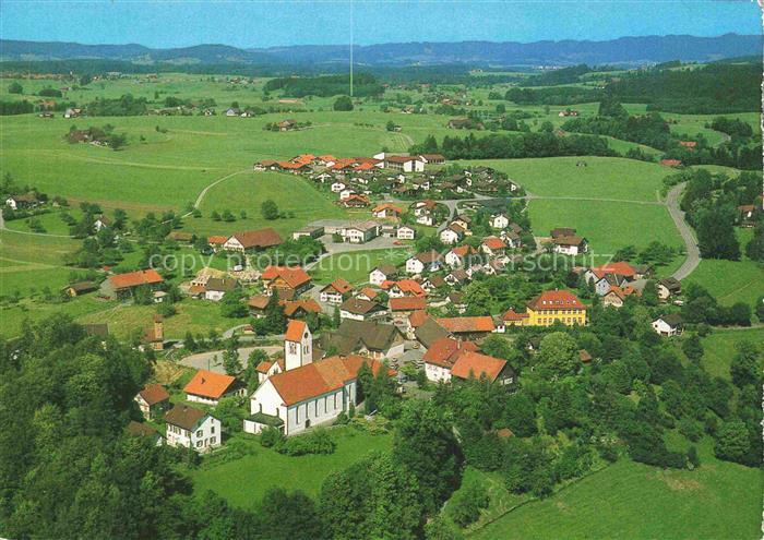 Eglofs Argenbuehl Ravensburg BW Fliegeraufnahme Allgaeu Dorf Kirche Felder Wiese