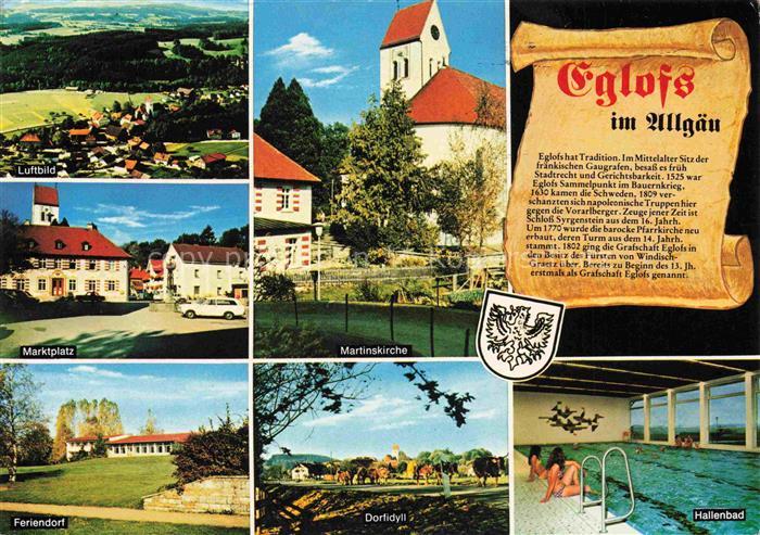 Eglofs Argenbuehl Ravensburg BW Luftbild Marktplatz Martinskirche Feriendorf Dor
