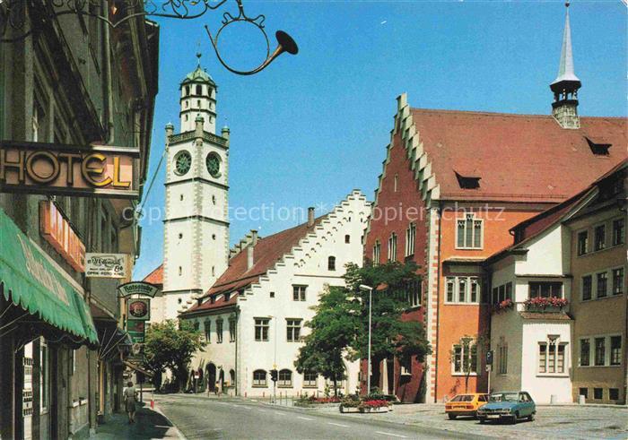 RAVENSBURG  Wuerttemberg BW Marienplatz Blaserturm Waaghaus Rathaus Hotel Strass