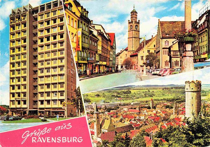 RAVENSBURG  Wuerttemberg BW Hochhaus Hotel Marktplatz Blaserturm Panorama Mehlsa