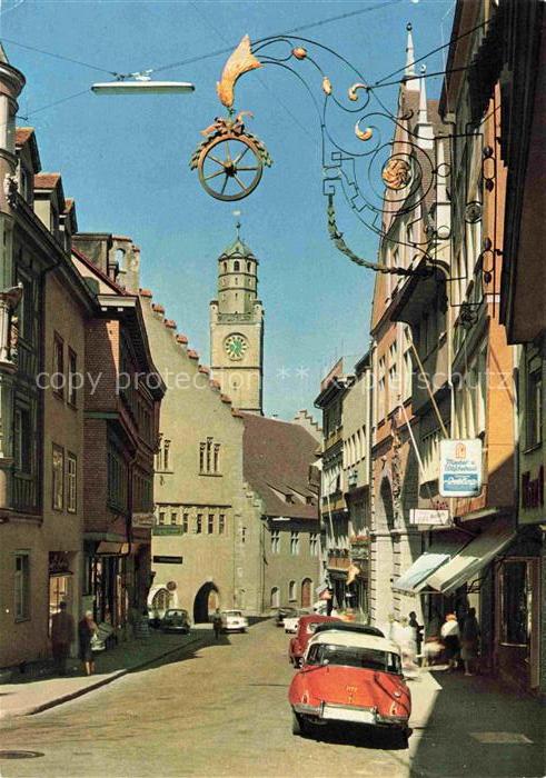 RAVENSBURG  Wuerttemberg BW Marktstrasse Blaserturm Waaghaus Wirtshausschild Old