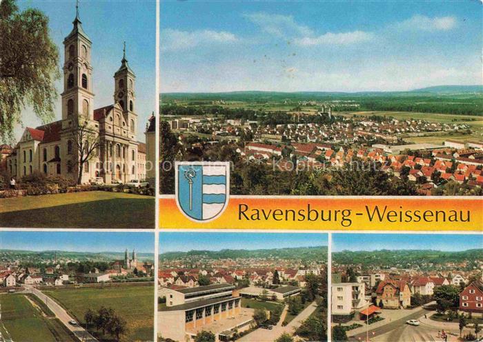 Weissenau Ravensburg BW Klosterkirche Stadtansicht Panorama Felder Wohngebaeude
