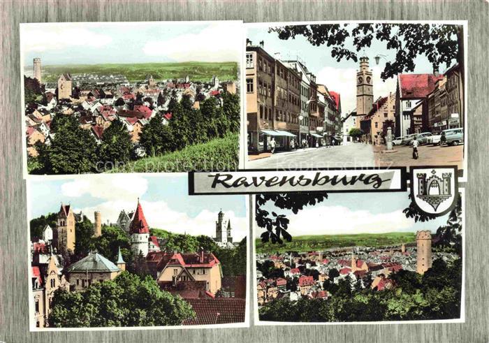 RAVENSBURG Wuerttemberg BW Stadtpanorama Altstadt Tuerme Marktstrasse Blasertur