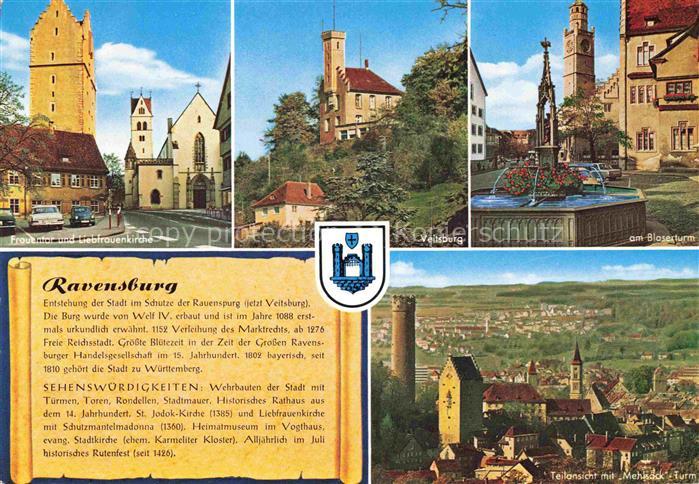 RAVENSBURG Wuerttemberg BW Frauentor Liebfrauenkirche Veitsberg Blaserturm Mehl