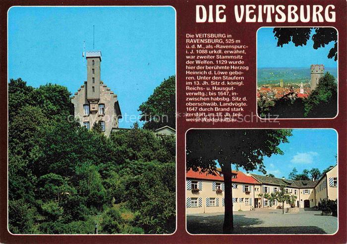 RAVENSBURG Wuerttemberg BW Veitsburg Burg Turm Innenhof Stadtpanorama Wald Mehl