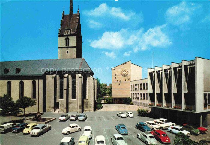 FRIEDRICHSHAFEN Bodensee BW Nikolauskirche Rathaus Parkplatz Autos Bodensee Kirc