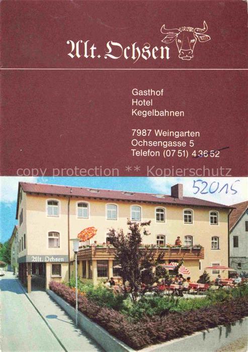 Weingarten Wuerttemberg Gasthof-Alt-Ochsen Ochsengasse Hotel Kegelbahnen Gartent