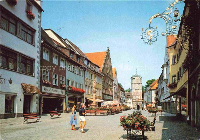 Wangen Allgaeu Bayern Stadttor Turm Fussgaengerzone Brunnen Geschaefte Altstadt