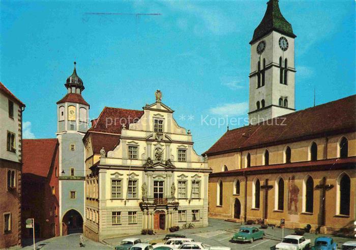 Wangen Allgaeu Bayern Rathaus St-Martinskirche Marktplatz Stadttor Turm Kirchtur