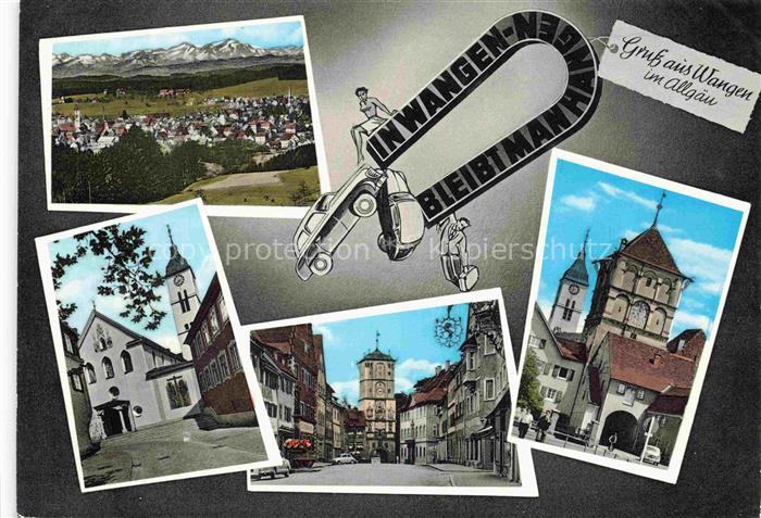 Wangen Allgaeu Bayern Mehrbildkarte Gruss-aus Kirche Ravensburger-Tor Stadttor P
