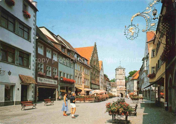 Wangen Allgaeu Bayern Herrenstrasse Ravensburger-Tor Marienbrunnen Loewenschild