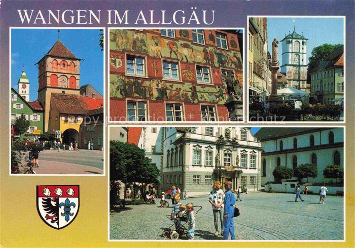 Wangen Allgaeu Bayern Martinstor Ravensburger-Tor Wandmalerei Rathaus Mariensaeu