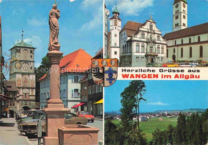 Wangen Allgaeu Bayern Mariensaeule Stadttor Rathaus Kirche Altstadt Wappen Mehrb