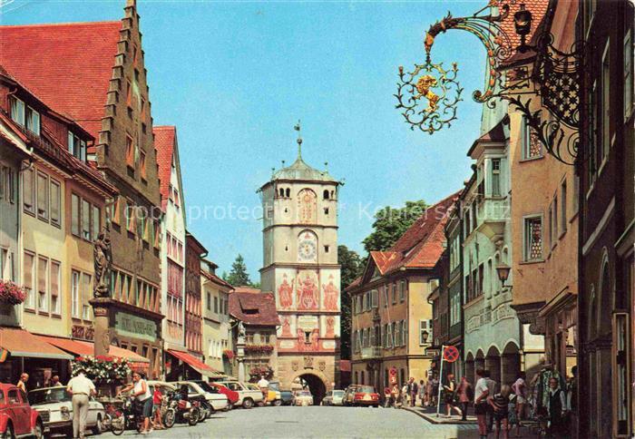Wangen Allgaeu Bayern Herrenstrasse Ravensburger-Tor Stadttor Uhr Fresko Altstad