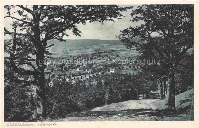 Schluechtern Hessen Suedseite Panorama Tal Waelder Ortschaft Huegel