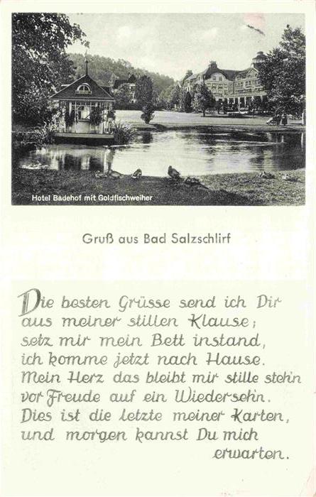 Bad Salzschlirf Fulda Hessen Hotel-Badehof Goldfischweiher Park Teich Pavillon J