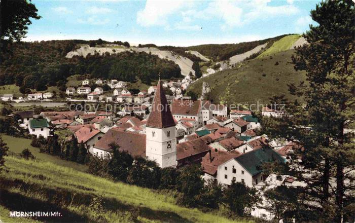 Moernsheim Altmuehlal Eichstaett Bayern Kirchturm Ortschaft Huegel Baeume Wiesen