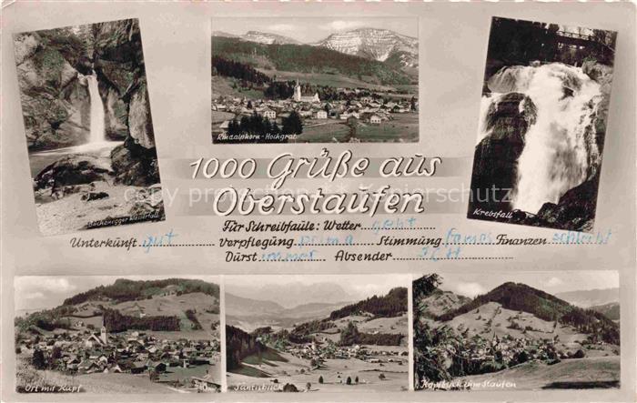 Oberstaufen Oberallgaeu Bayern Buchenegger-Wasserfall Krebsfall Panorama Dorf Be