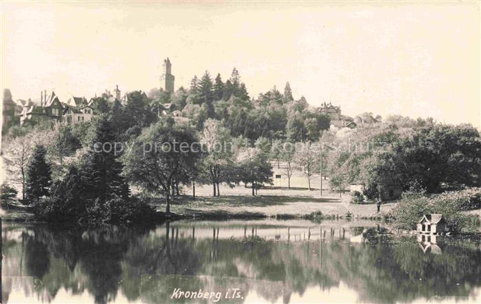 Kronberg  Cronberg Taunus Stadtansicht See Spiegelung Burg Turm Baeume Huegel Ta