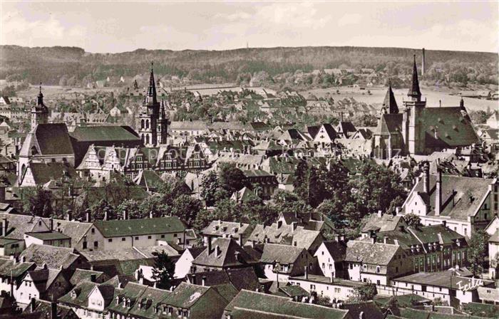 ANSBACH Mittelfranken Bayern Kirchentuerme Stadtansicht Daecher Altstadt Wald Pa