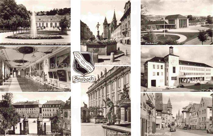 ANSBACH Mittelfranken Bayern Schloss-Orangerie Bahnhof Galerie-Residenz Schlosto
