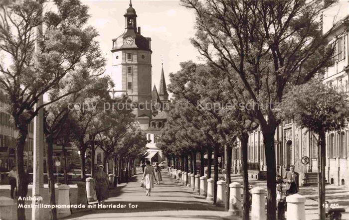 ANSBACH Mittelfranken Bayern Maximilianpromenade Herriedertoor Uhrenturm Allee P