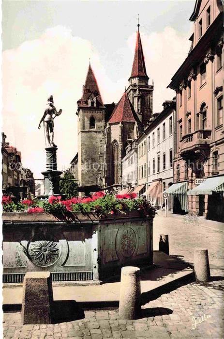 ANSBACH Mittelfranken Bayern Markgraf-Georg-Brunnen St-Johanniskirche Brunnen Bl