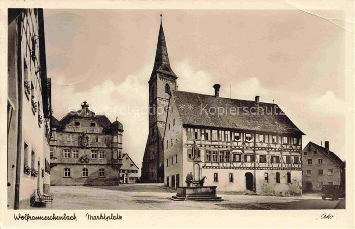 Wolframs-Eschenbach Wolframseschenbach ANSBACH Bayern Marktplatz Rathaus Kirchtu