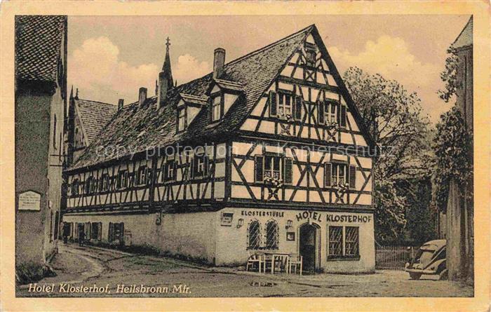 Heilsbronn Hotel-Klosterhof Klosterstueble Fachwerkhaus Kirchturm Auto Strasse
