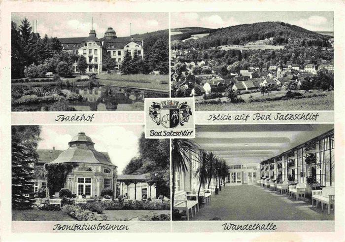 Bad Salzschlirf Fulda Hessen Badehof Bonifatiusbrunnen Wandelhalle Blick-auf-Bad