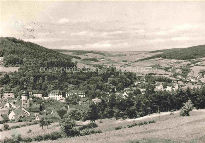 Bad Salzschlirf Fulda Hessen Kirche Ortschaft Talblick Wald Felder Haeuser