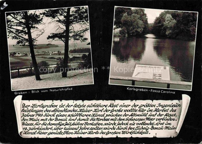 Graben Lechfeld Karlsgraben Fossa-Carolina Naturlehrpfad Kanal Kiefern Infotafel